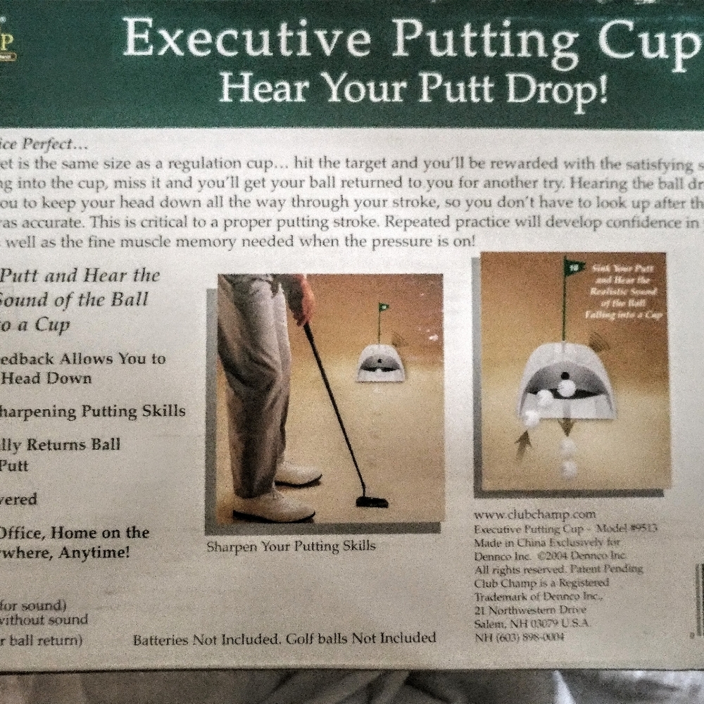 Executive putting cup,  ball return,play anywhere